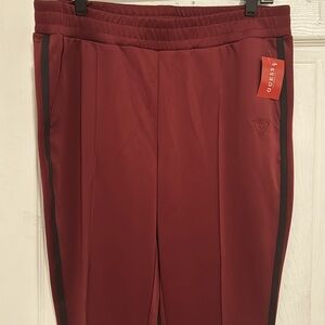 NWT! Guess Jogger, Red with Black Stripes For Women Size Large burgundy